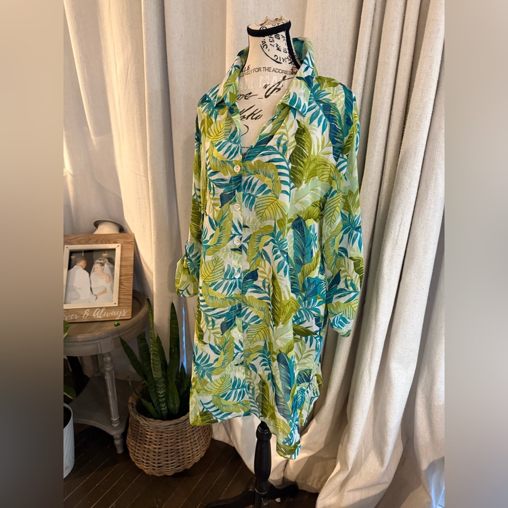 Leaf Print Long Sleeve Dress